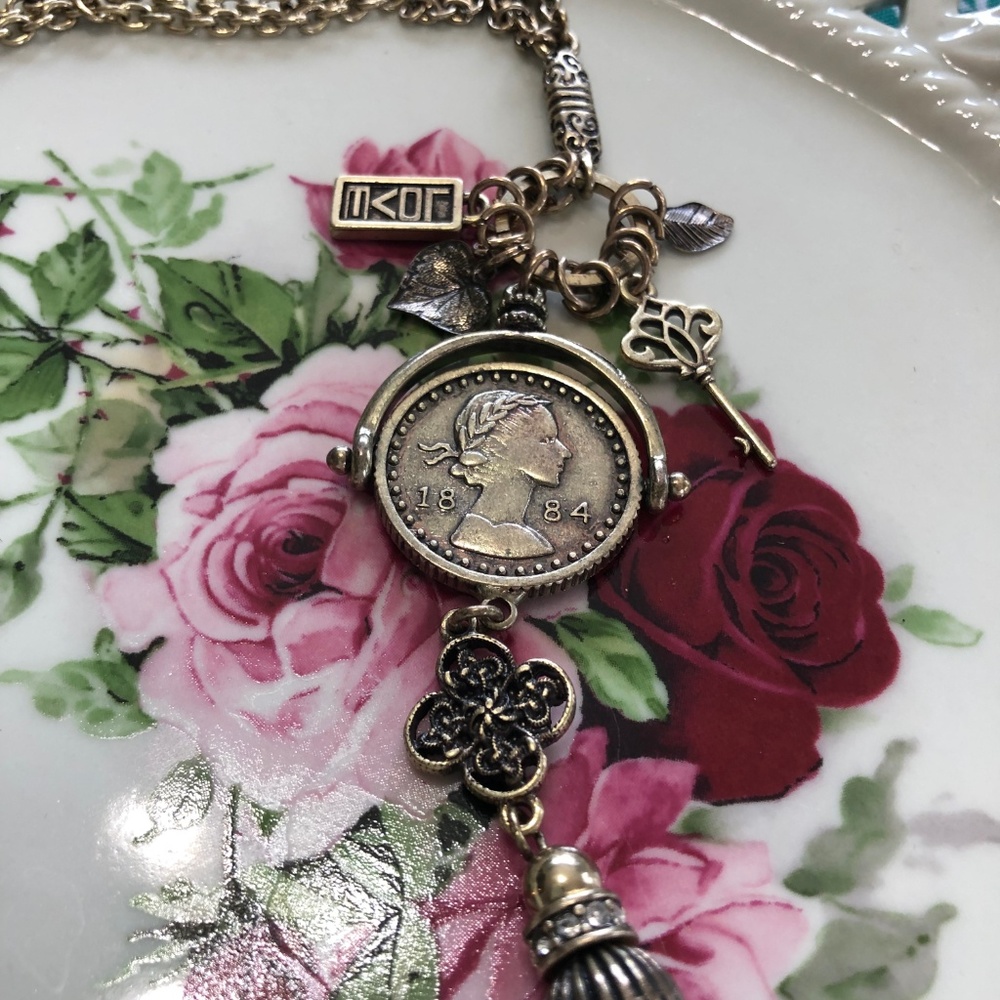 Vintage Style Coin‎ Tassel Charm Necklace